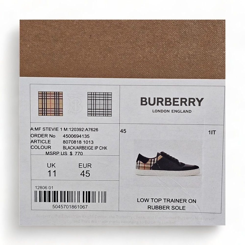 Burberry Low Top Sneakers Black 12 - Picture 6 of 6